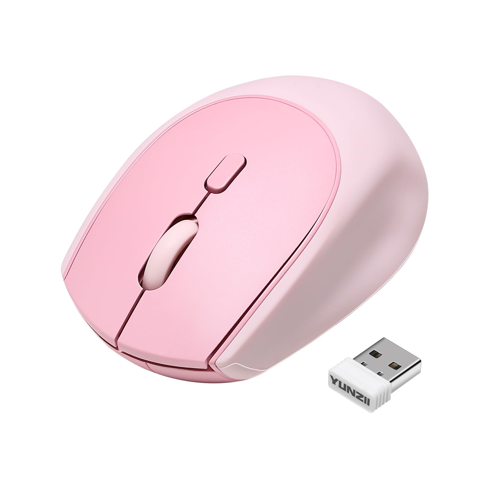 YUNZII C2 Bezprzewodowa Mysz do Gier, 2,4 GHz Słodka Silikonowa Bezprzewodowa Mysz Komputerowa, Ciche Kliknięcia, 3 Regulowane DPI, Przenośne Myszy Ergonomiczne dla Laptopa/PC/Mac (Różowy)