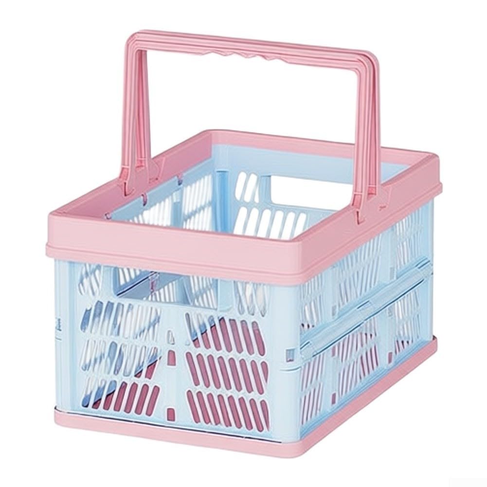 Cesta Plegable Picnic 20L Asas Resistentes(Medium-Blue Pink)