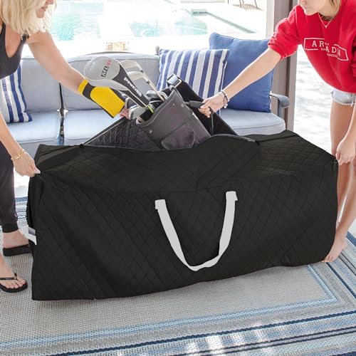 Quilted Wheeled Storage Bag (100 Gallon, Black), Storage for Outdoor Patio, Garage, Bedroom, Closet, and Moving Bags. Great for Moving and Seasonal Items.2