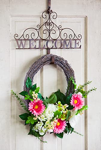 Evergreen Garden Rustic Metal Bronze Welcome Wreath Holder Indoor Outdoor 18" Wide x 15" High - Thumbnail 2