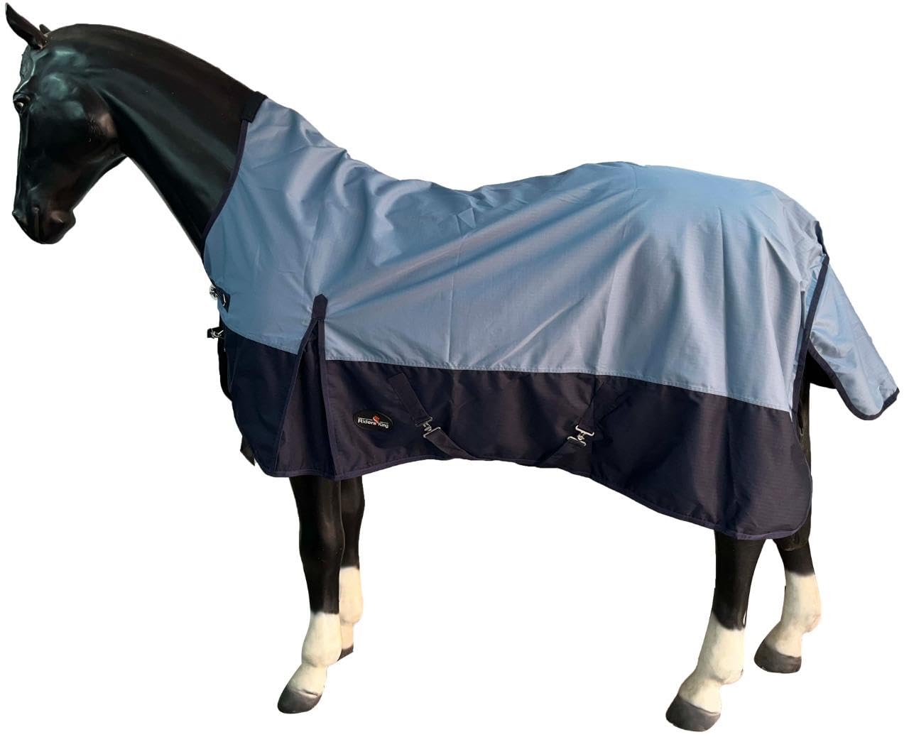 Equitack 600D Regendecke Pferd, 145cm | 0g Regular Fliegendecke Pferd 2-in-1 | wasserdichte Outdoordecke Pferd |Denim/Navy