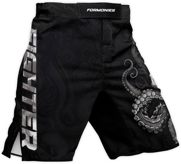 Octopus Fight Shorts MMA BJJ Kickboxing Grappling Jiu Jitsu Shorts for Men 4-Way Stretch Fabric