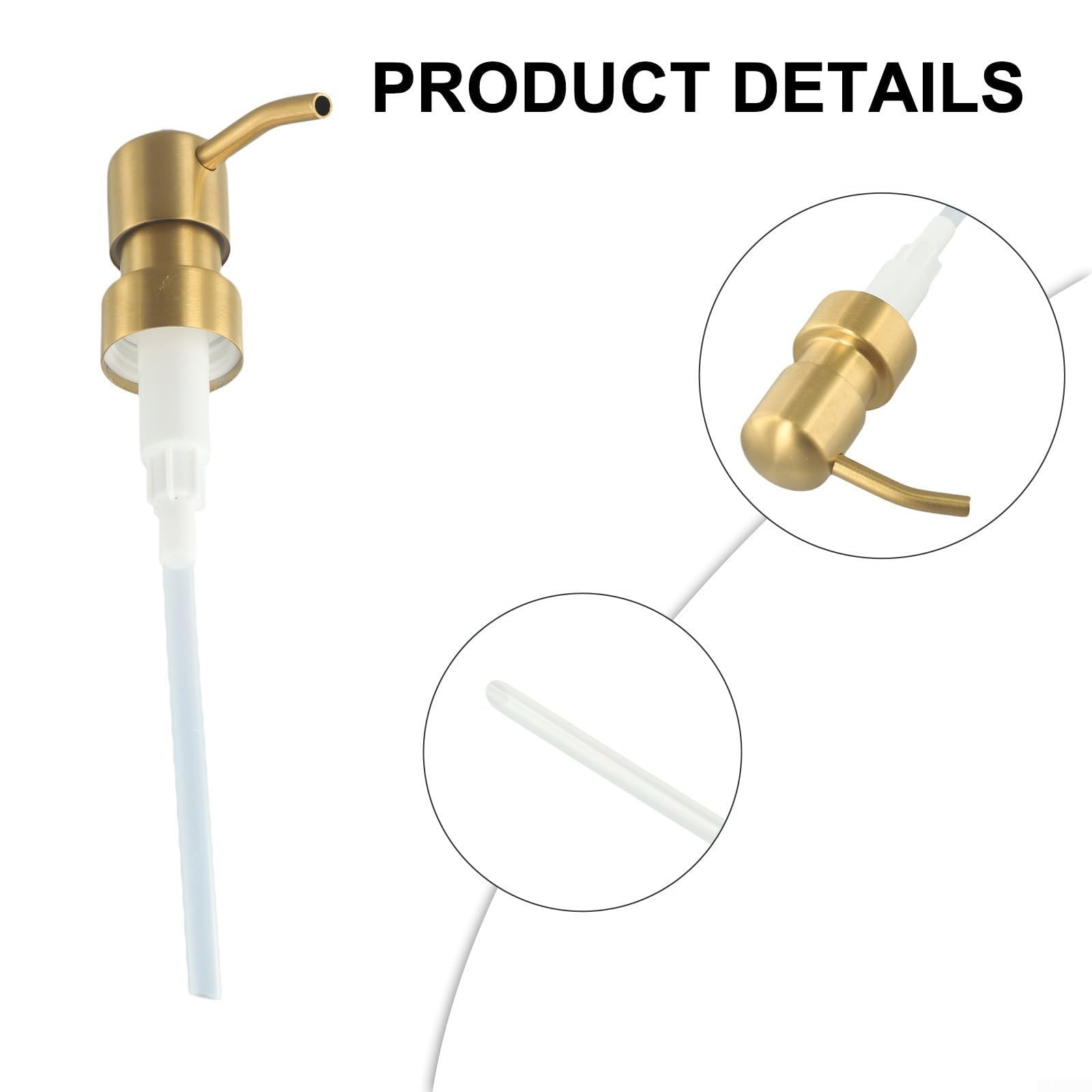 Dispensador de jabón, Cabezal de Bomba loción líquida, jabón Acero Inoxidable(Titanium Gold)