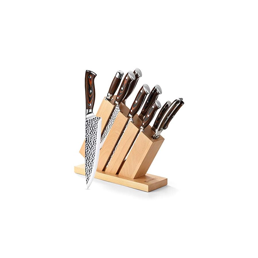 Jourmet-Knife-Set-with-block-9PC-High-Carbon-Stainless-Steel-Knife-Set-with-Pakka-Wood-Handle-and-Beech-Wood-Block Jourmet Knife Set with block, 9PC High Carbon Stainless Steel Knife Set with Pakka Wood Handle and Beech Wood Block, Kitchen Knife Set with Block for Home and Restaurant