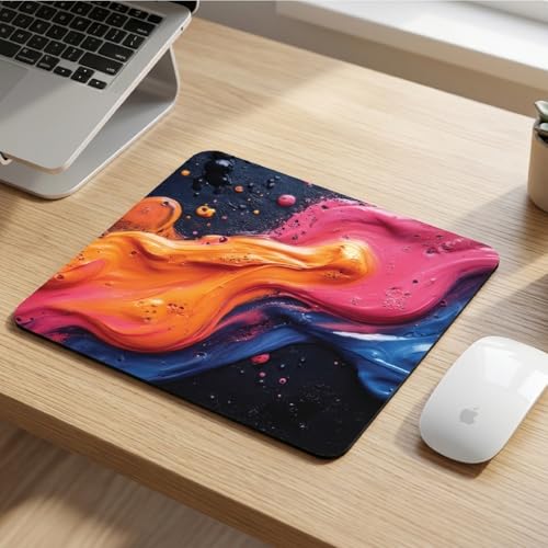 Image of Premium Non-Slip Mouse Pad | Smooth Surface for Optical & Laser Mouse | Durable Base Designs | Ideal for Office, Home & Gaming (Square Sunset Splash Swirl)