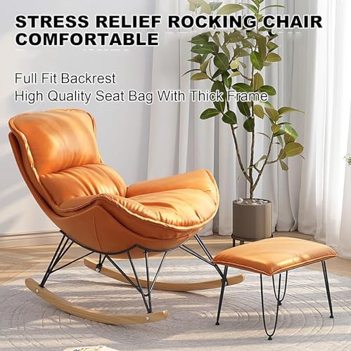 Hochlehniger Schaukelstuhl mit Fußhocker – Verstellbares Sofa für ultimativen Komfort und Entspannung im Wohn- oder Schlafzimmer – Stilvolles, ergonomisches Design, perfekt für die Wohnungse