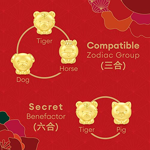 Image of CHOW SANG SANG 999 24K Solid Gold Mini Charm Chinese Zodiac Lovely Cute Animal Mini Charm Bracelet for Women