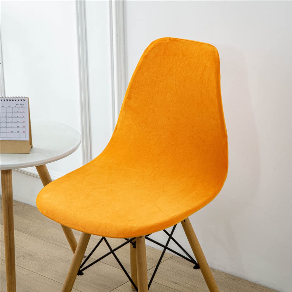 Highdi Fundas para Sillas de Comedor Escandinavo, 1/2/4/6 Piezas Funda Terciopelo para Sillas Estilo Nórdico Cubierta Protectora de Sillas Sin Brazos para Cocina Oficina (Naranja,4 Piezas)