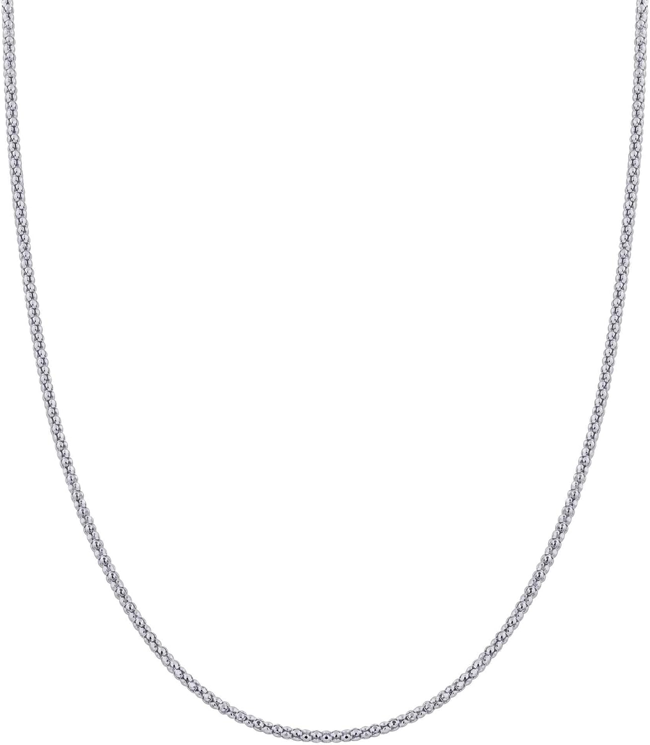 Italian 925 Sterling Silver 2.5mm Popcorn Chain Necklace