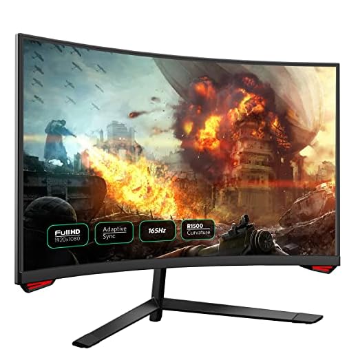 Fiodio 24'' 165Hz Refresh Rate Curved Monitor Full HD 1080P with HDMI Display Ports, VESA Compatible, Free-Tearing Eye Care Monitor for Home Office and Gaming (DP Cable Included)