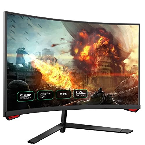 Image of 24'' 165Hz Refresh Rate Curved Monitor Full HD 1080P with HDMI Display Ports, VESA Compatible, Free-Tearing Eye Care Monitor for Home Office and Gaming (DP Cable Included)