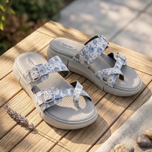 Image of KazarMax Women Magnolia Lightweight Double Strap | Cushioned | Bounce Back | Comfortable Flat Sandals