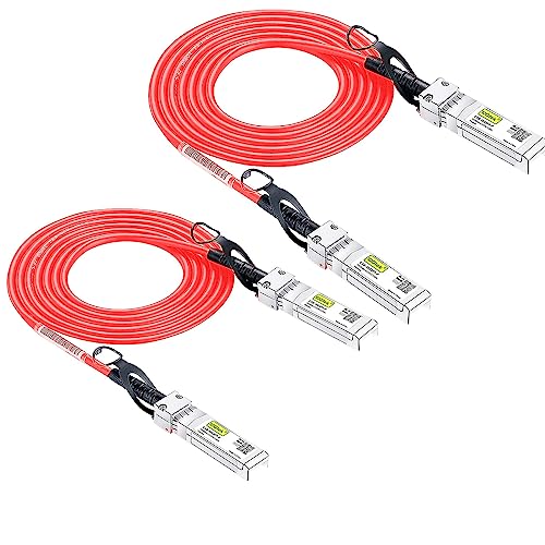 Image of [Red] Colored 10G SFP+ DAC Cable - Twinax SFP Cable for Cisco SFP-H10GB-CU0.5M, Ubiquiti UniFi, D-Link, Supermicro, Netgear, Mikrotik, Fortinet, 0.5-Meter(1.64ft), 2 Pack