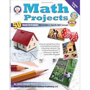 Paperback Mark Twain Math Projects Activity Book, Puzzles and Hands-On Geometry, Fractions, Ratio, Algebra, and More Mathematics Activities for Kids Grades 5 and Up Book