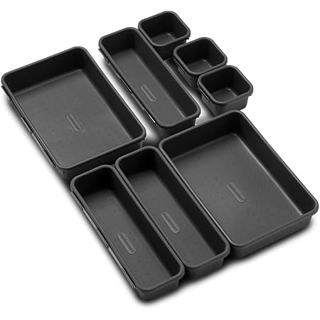 madesmart Value 8-Piece Interlocking Bin Pack - Granite | VALUE COLLECTION | Customizable Multi-Purpose Storage | Durable | Easy to Clean | BPA-Free (59601)