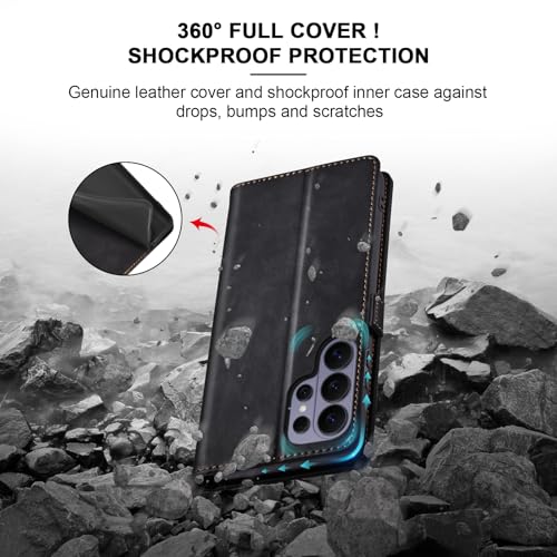 Image of Jasonyu Flip Wallet Case for Samsung Galaxy S26 Ultra 5G,Leather Magnetic Folio Cover with Card Holder,Kickstand - TPU Shockproof Durable Protective Phone Case,Black