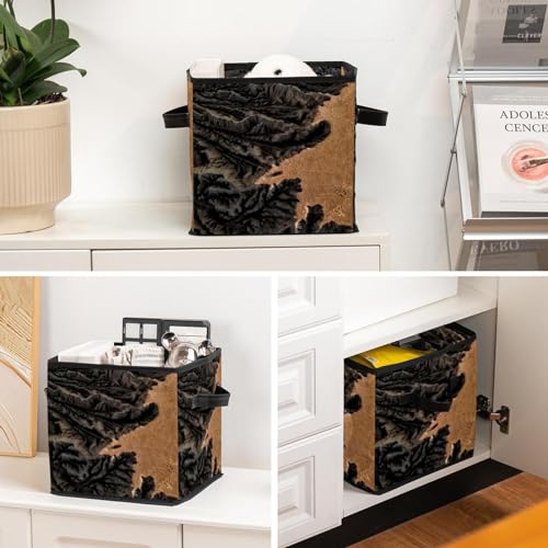 Boîte de rangement pliable en tissu panier cube avec poignées