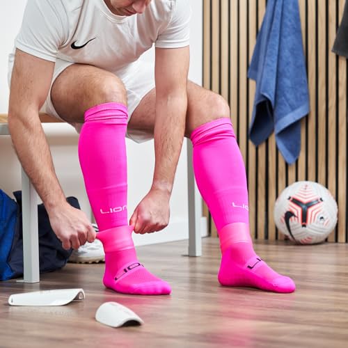 Silicone Football Leg Bands For Adults & Kids - The Tape Alternative To Hold Shin Pads In Place To Match Your Kit (Neon Pink) - Image 2