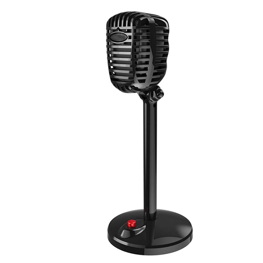 Microphone de bureau 3.5mm et USB vintage style 1 noir avec socle stable pour ordinateur