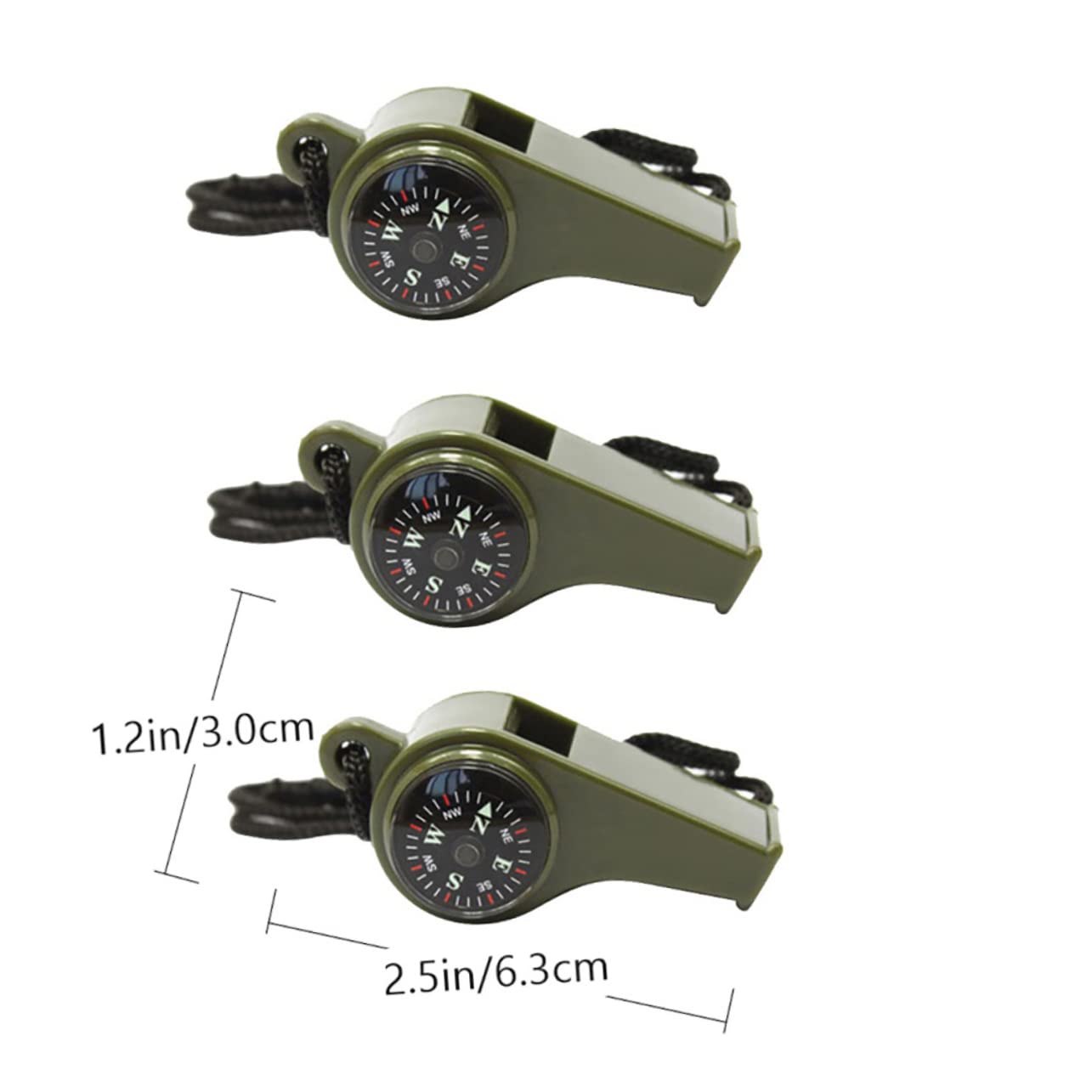 FOYTOKI 3Pcs Outdoor Survival Whistle with Thermometer Compass Lightweight Hiking Whistles for Camping and Emergency Situations Portable and Durable Design