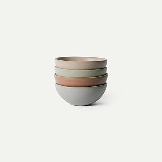 MORA Harvest Medium Ceramic Bowls Set of 4, 28oz Handmade Pottery Everyday Bowls - Oven Safe to 400°F, Microwave & Dishwasher Safe, Lead-Free