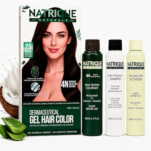 Image of Naturals Gel Hair Color Medium Hazelnut Brown 4N | Amino Peptide Bond-Repair Technology | Ammonia, PPD & Paraben Free | 6 Herbal Extracts | 100% Grey Coverage | pH Balanced | 180gm