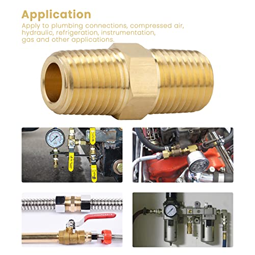 Kootans 3325BB 1/4 Npt X 1/4 Npt Male Solid Brass Hex Nipples, Heavy Brass Pipe Adapter Fittings Equal Nipples Connectors 4Pieces thumb #4