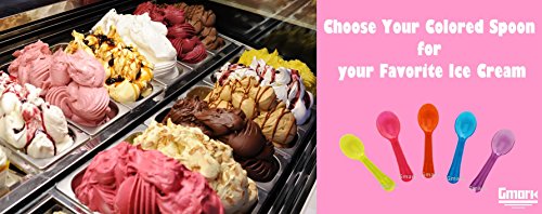 Gmark 200Pc 3" Colored Taster Spoons Plastic Mini Spoons Multi-Color, Assorted Ice Cream Spoons Dessert Spoons White 1 Box Set Gm1002C #TOP4