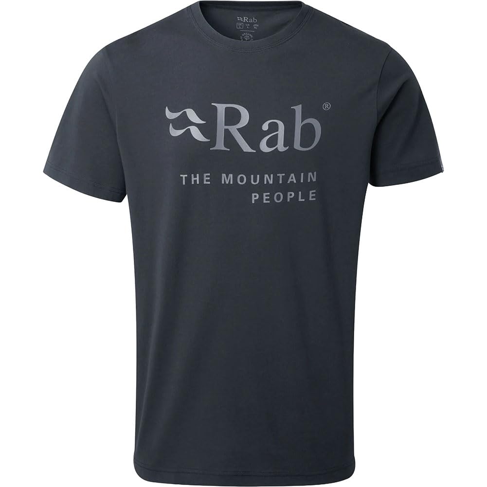 Rab Men’s Stance Mountain Tee - Breathable Organic Cotton T-Shirt for Trekking, Climbing, & Casual Use - Beluga - Small