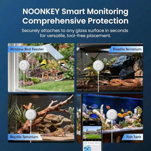 Image of Noonkey Aquarium & Terrarium Pet Camera, 3MP 2K HD Monitor for Aquarium Reptile Bird Feeder, 5GHz /2.4GHz WiFi, Color Night Vision, Motion Alarm, 2-Way Audio, 24 /7 Recording, Compatible with Alexa
