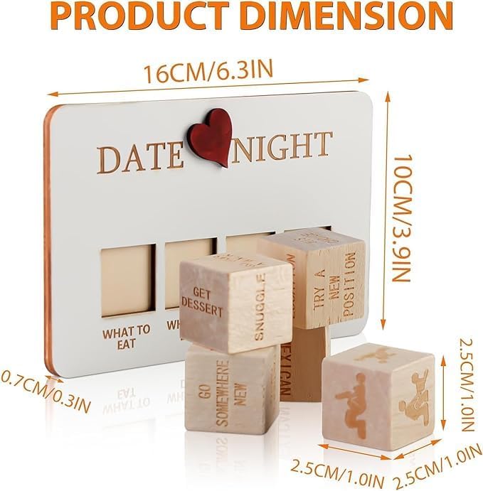 Miniatura 2 de Dados de noche de cita para parejas, Regalos de madera de aniversario para ella, Dados para llevar, Dados de amor, Dados de decisión de comida,