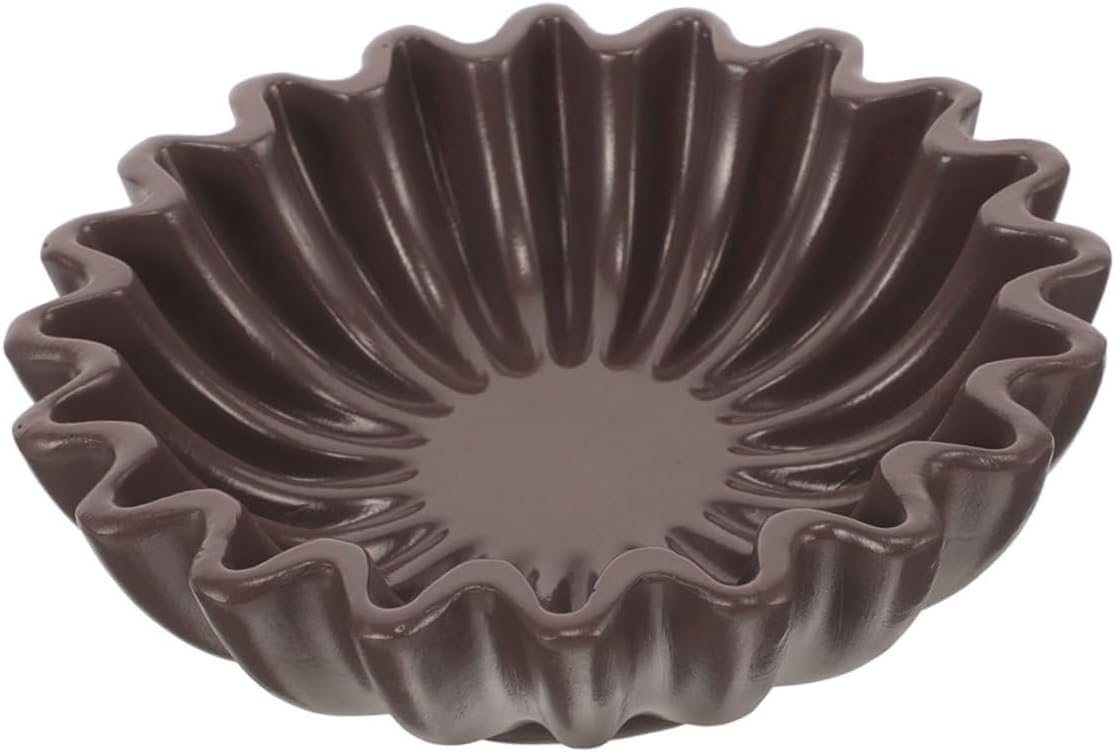 Decorative Bowl Grooved Petal Edge, 10-inch Black Resin Fruit Bowl and Key Holder, Living Room Snack Tray and Jewelry Organizer for Entryway Table and Console Decor