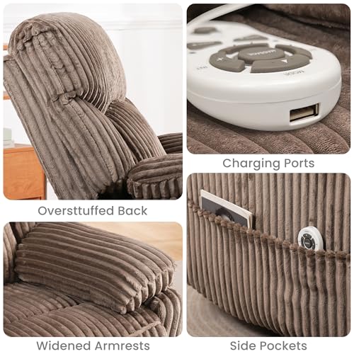 Sillón reclinable eléctrico marrón con masaje miniatura 6