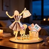 18 Geburtstag Geschenk Mädchen, Geldgeschenke 18 Geburtstag, Geldgeschenke Geburtstag Holz für Mädchen, 18 Geldgeschenk Geburtstag mit LED Lichterkette, Personalisierbares Idee zur Abschluss