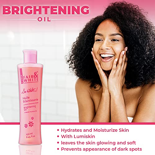 Fair & White So White Body Oil, 250Ml / 8.45Fl.oz - With Vitamin E, Almond Oil And 'Lumiskin', Hydrating Formula For Wrinkles, Dryness And Dark Spots #TOP1
