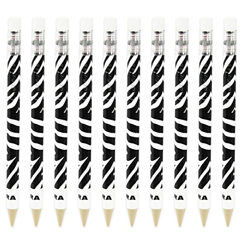 Zebra Cadoozle Mini Mechanical Pencil - 0.7mm Lead - Novelty Zebra Animal Print - Pack of 10