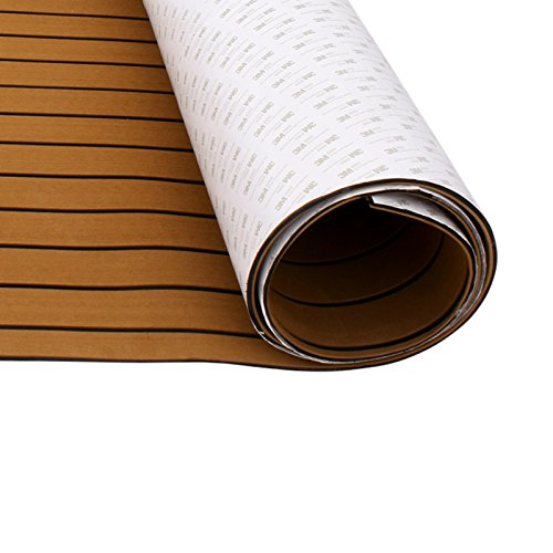 Mophorn 94.5 X 47 Inch Eva Foam Faux Teak Non-Slippery Self-Adhesion Decking Sheet For Rv Swimming Pool Garden Boat Yacht Marine Flooring In Wet Dry Conditions (Brown With Black Lines) #TOP7