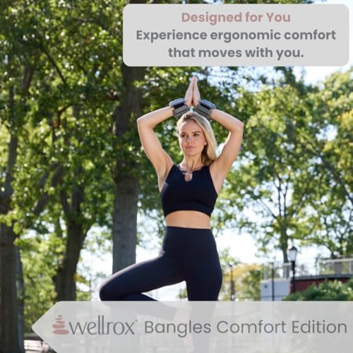 Image of Wellrox Weighted Bangles - Adjustable Ankle and Wrist Weights for Women & Men - Set of Ankle Weights 2 lbs (1 lb Each Wrist Weight) | Weighted Arm Bands for Pilates, Yoga, Running & Walking