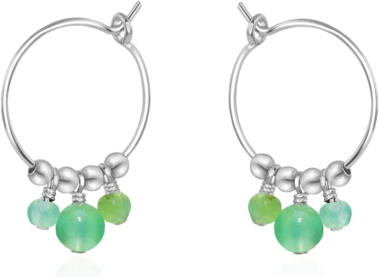 Luna Tide Chrysoprase Hoop Earrings in Sterling Silver
