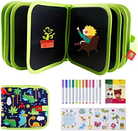 Erasable Doodle Book, Double-Sided Kids' Drawing Writing Boards with 12 Coloring Pens, Portable Early Learning Drawing Pad Travel Toys Birthday Gifts for 3-8 Year Old Boys Girls(Mermaid)