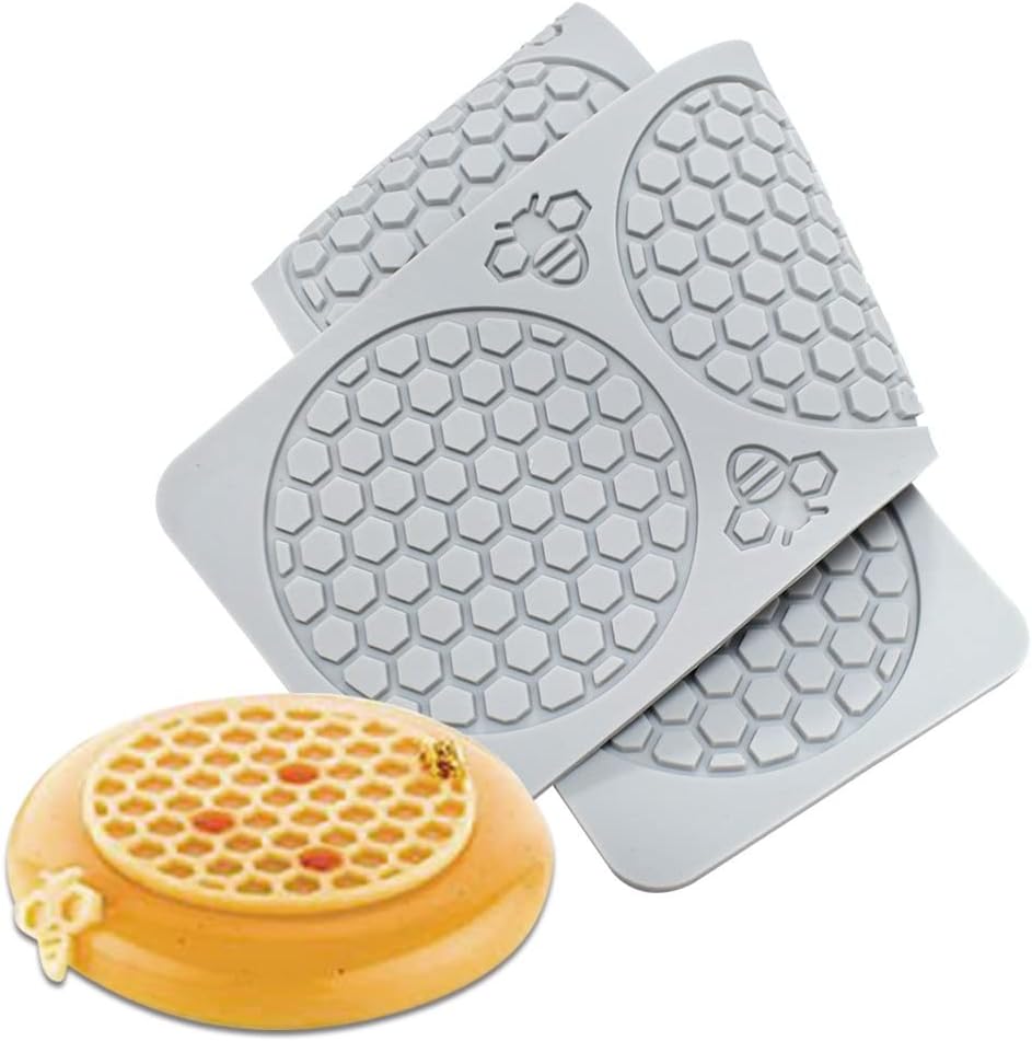 5 Cavity Bumble Bee Silicone Mold Honeycomb Bees for Kitchen Cake Cupcake Decorating Silicone Fondant Cake Mold Beehive Silicone Baking Molds, Candy Baking Cake Moulds