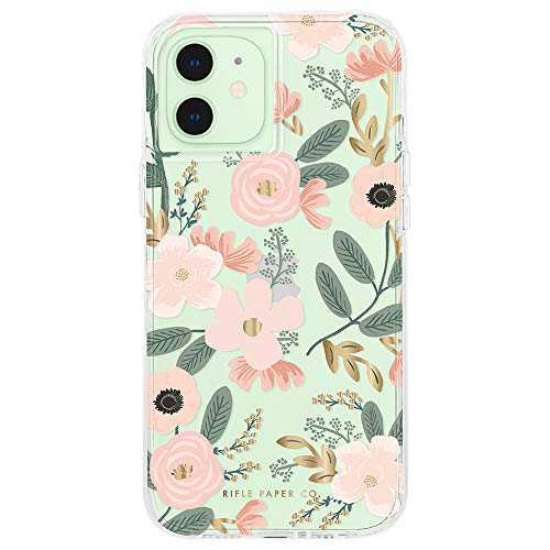 RIFLE PAPER CO. Wild Flowers Case Apple iPhone 12 Mini Handy-Hülle [Stoßfeste Schutzhülle | Anti-Kratzer | Antimikrobiell | Fallschutz bis zu 3 m] - Transparent Cover