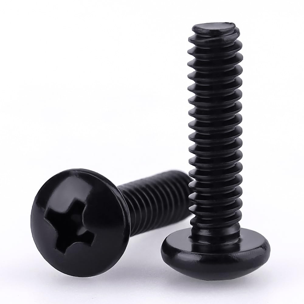 1/4-20 x 1 Pan Head Machine Screws Black, Phillips Drive, 304 Stainless Steel 18-8, Black Oxide Coated Finish, Corrosion Resistant Round Head Machine