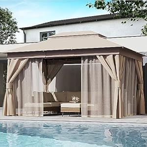 LAUSAINT HOME 10x12 Khaki Pavillon GFS006-N01-0