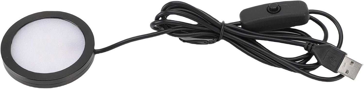 LED Round Light, Ultra Thin Aluminum Alloy USB 5V Plug in with 1.5m Cable, for Ceiling Bedroom Kitchen Display Cabinet Restaurant