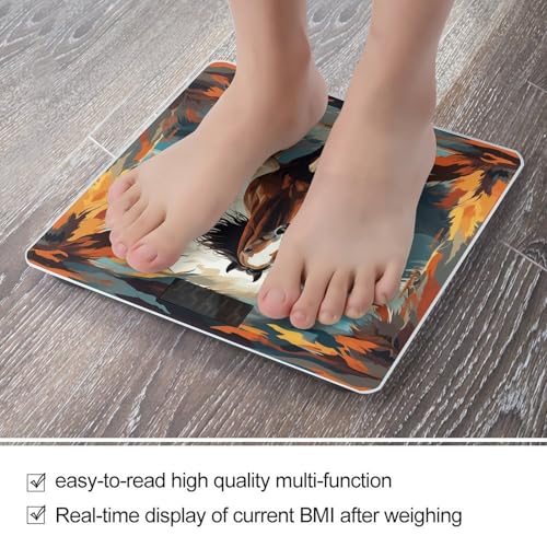 Báscula digital de baño con diseño caballos y vidrio templado miniatura 5