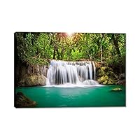 滝と森林の油彩画 約32cm x 40cm 滝と森林の油彩画 約32cm x 40cm 油絵(油彩画)｜Artmeter｜