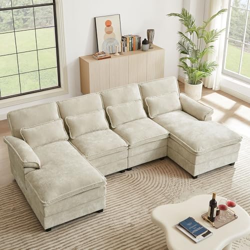 U Shaped Cloud Couch Sectional Sofa, 113" Modern Cloud Sofa with ...