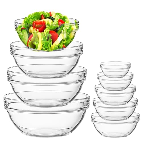 Kaxtde 9 Stück Glasschüssel Set, Salatschüssel Glas...