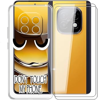 for Realme Narzo 70 Turbo Case + 2 Pack Tempered Glass Screen Protector, Clear Soft Silicone Bumper Shell, Ultra-Thin Anti-Fall Back Cover for Realme Narzo 70 Turbo 6.67" - DU06